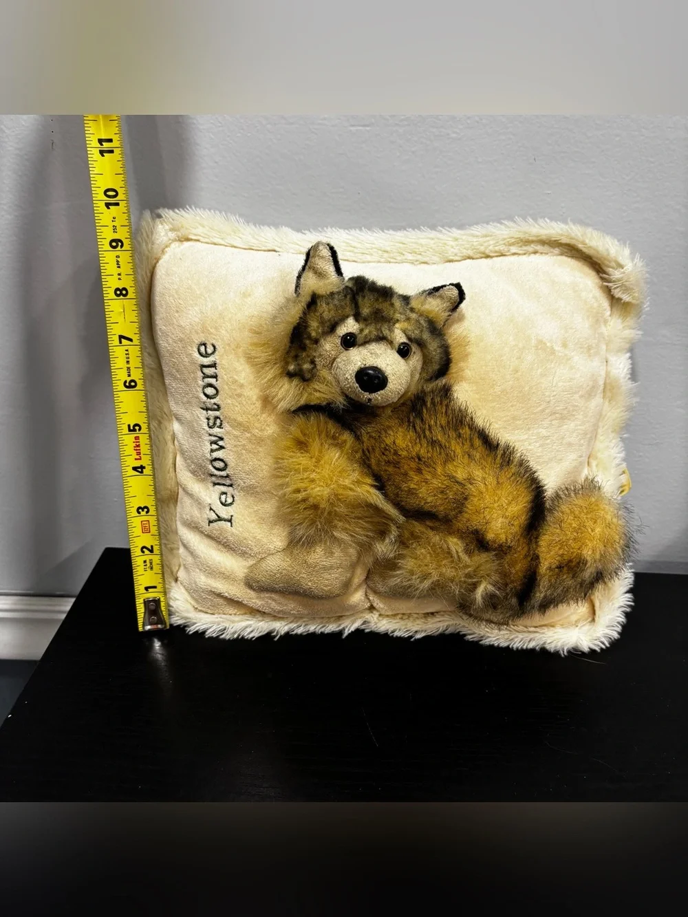 Jaag plush Yellowstone Faux Fur Wolf Accent throw Pillow 3d stuffed animal